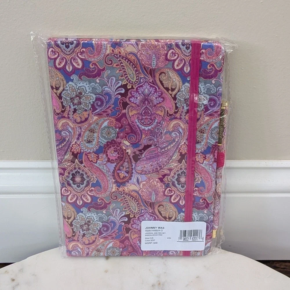 New‎ Johnny Was Journal and Pen Set Sandalwood Pink Paisley Boho H46924-O $48